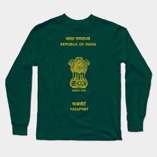 India / Vintage Look Passport Design Long Sleeve T-Shirt